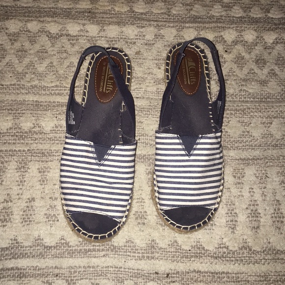 Navy and white striped sandals - Picture 1 of 3